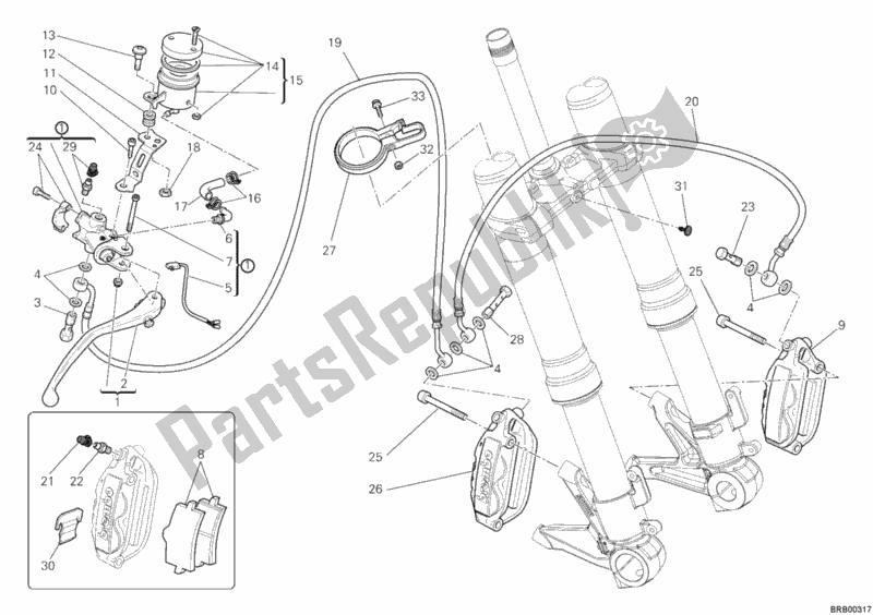 Todas as partes de Sistema De Freio Dianteiro do Ducati Superbike 848 EVO USA 2012